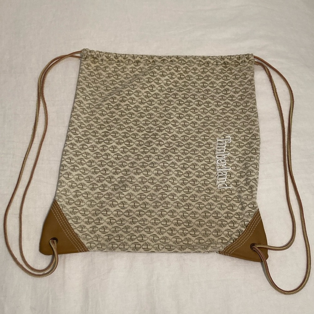 Timberland Canvas Drawstring Backpack Embroidered… - image 1